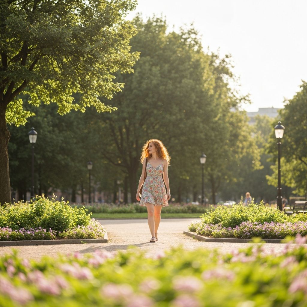 Person beim Spaziergang im Park